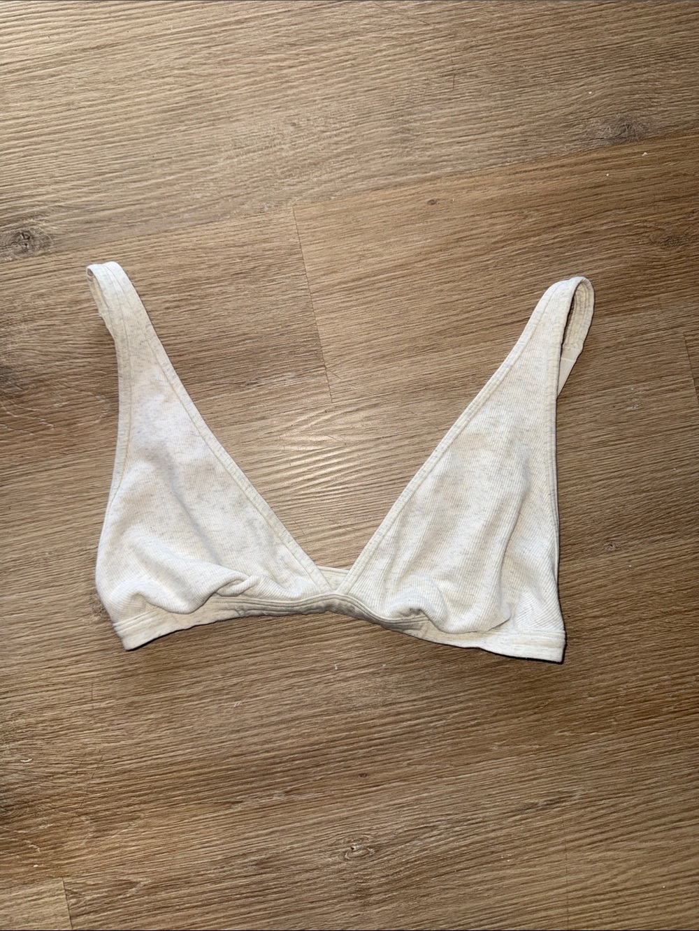 VICTORIA'S SECRET PINK Ribbed Cream Heathered Gray Triangle Bralette